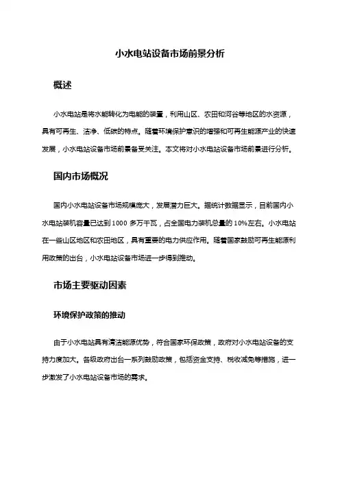 2024年小水电站设备市场前景分析