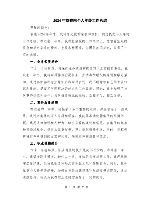 2024年检察院个人年终工作总结