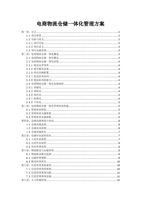 电商物流仓储一体化管理方案