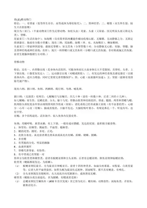 脊(索)椎动物门分类