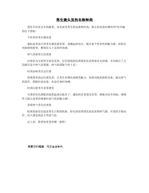 男生烫头发的名称种类
