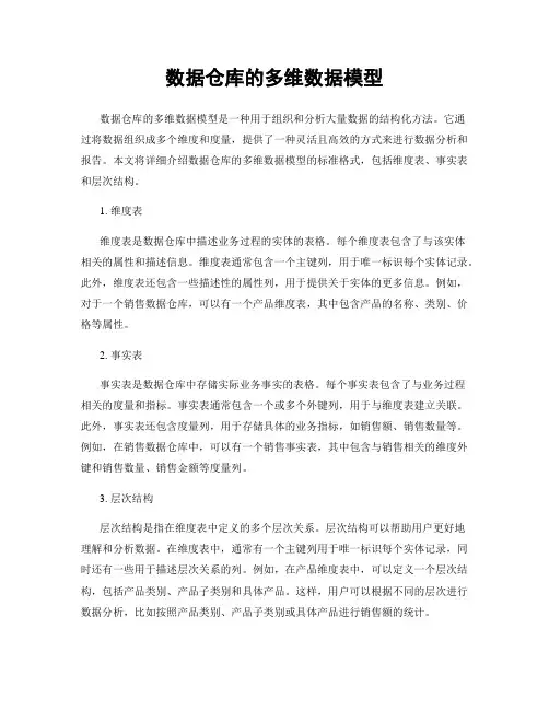 数据仓库的多维数据模型