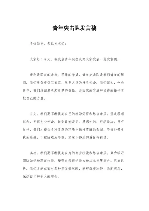 青年突击队发言稿