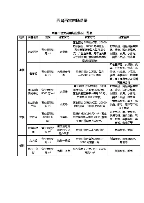 西昌百货市场调研报告