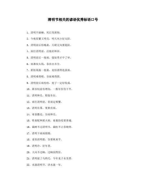 清明节相关的谚语优秀标语口号