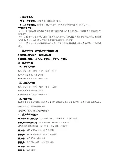 关于蒙太奇的知识点总结重点
