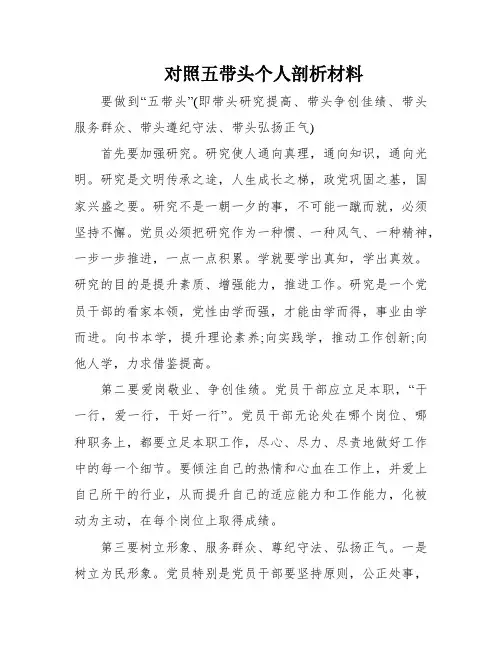 对照五带头个人剖析材料