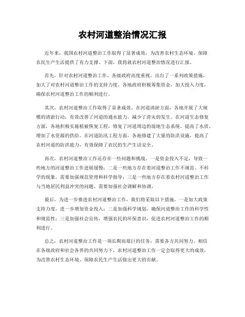 农村河道整治情况汇报