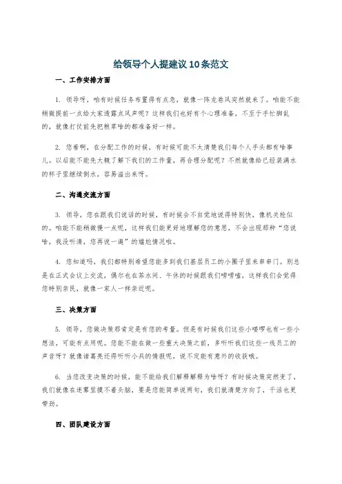 给领导个人提建议10条范文