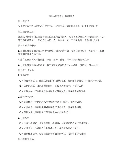 建筑工程物资部门管理制度