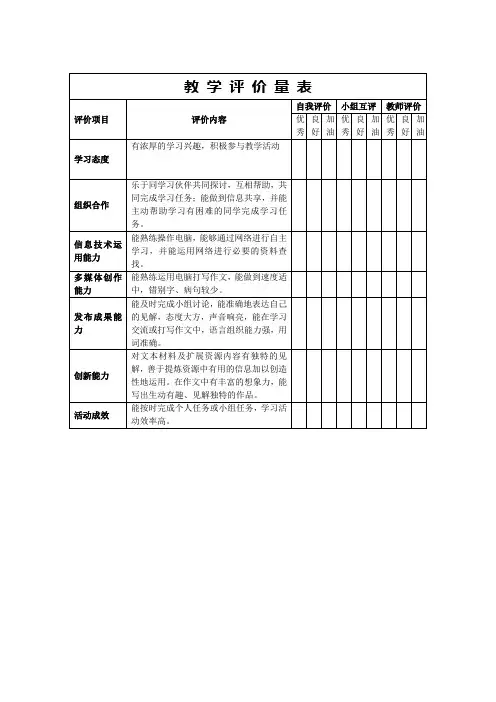 教学评价量表