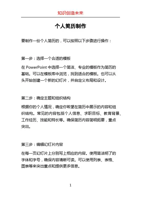 ppt个人简历制作