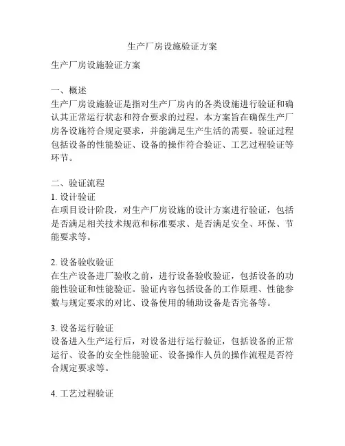 生产厂房设施验证方案