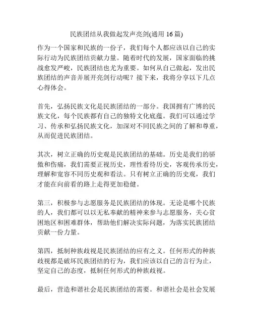 民族团结从我做起发声亮剑(通用16篇)