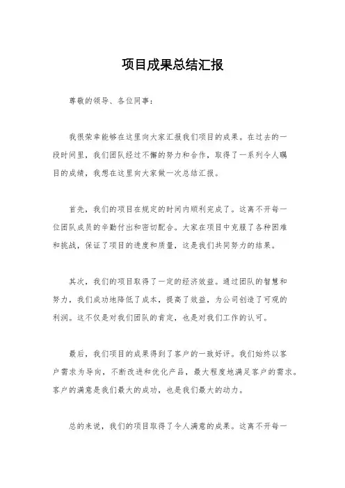 项目成果总结汇报