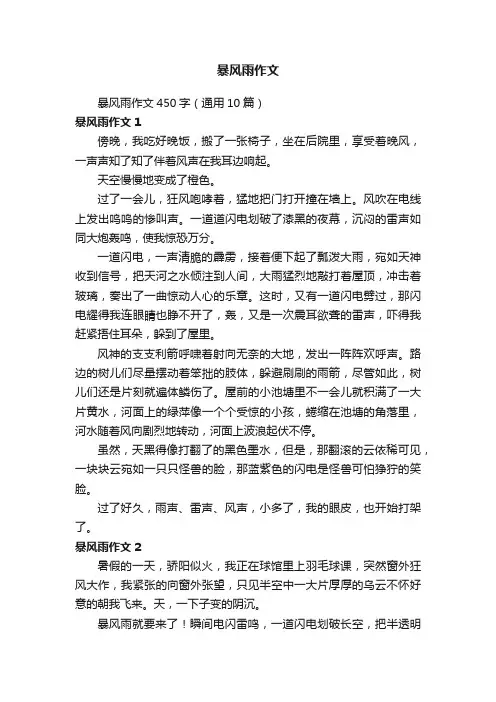 暴风雨作文450字（通用10篇）