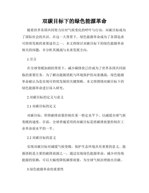 双碳目标下的绿色能源革命