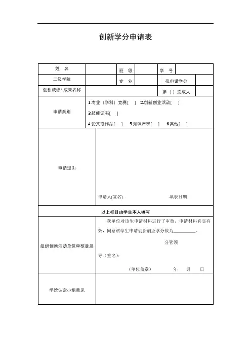 创新学分申请表【模板】