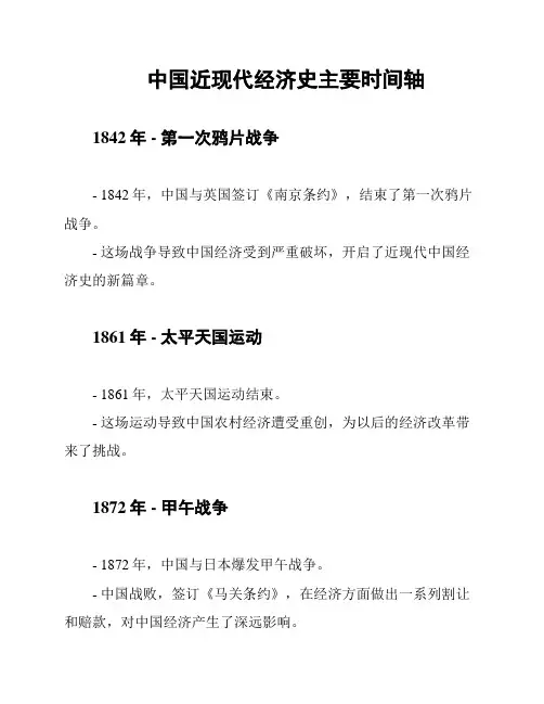 中国近现代经济史主要时间轴