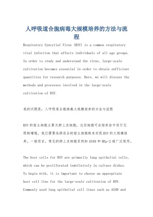 人呼吸道合胞病毒大规模培养的方法与流程