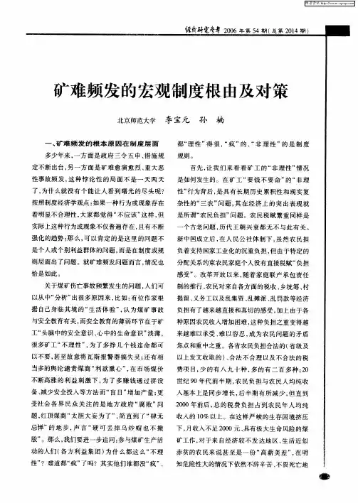 矿难频发的宏观制度根由及对策