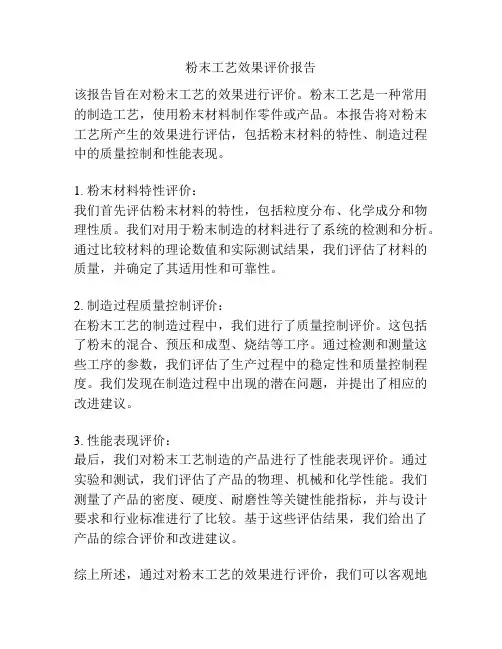 粉末工艺效果评价报告