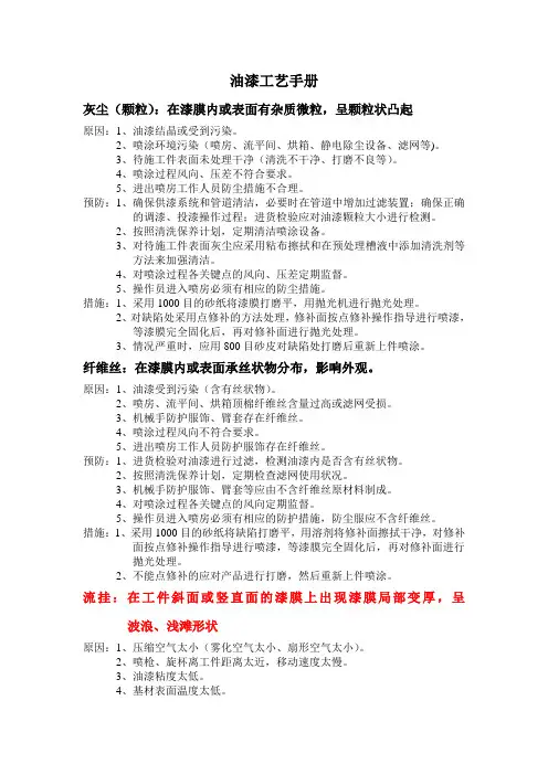 油漆缺陷和解决措施方案