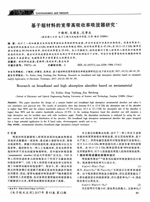 基于超材料的宽带高吸收率吸波器研究