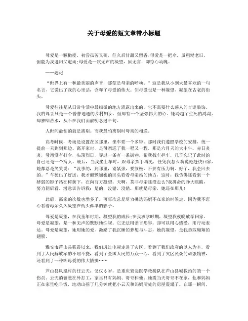 关于母爱的短文章带小标题