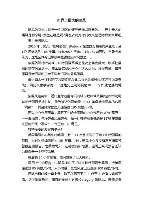 世界上最大的飓风