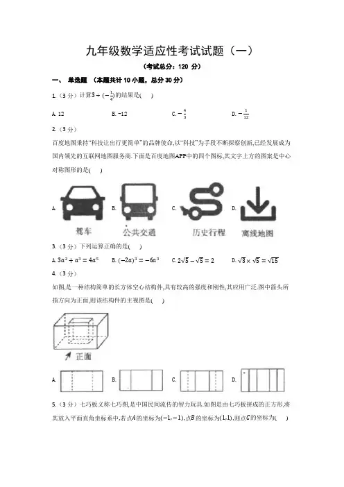 九年级数学适应性考试试题(一)