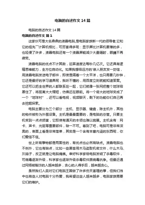 电脑的自述作文14篇