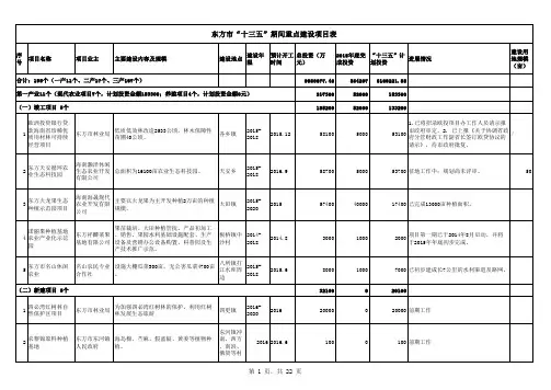 东方市十三五规划重点建设项目