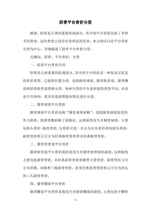 胫骨平台骨折分型