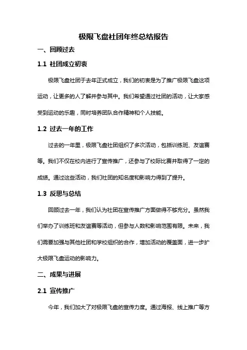 极限飞盘社团年终总结报告