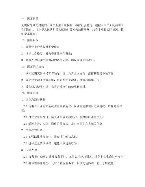 延期交房维稳预案模板范文