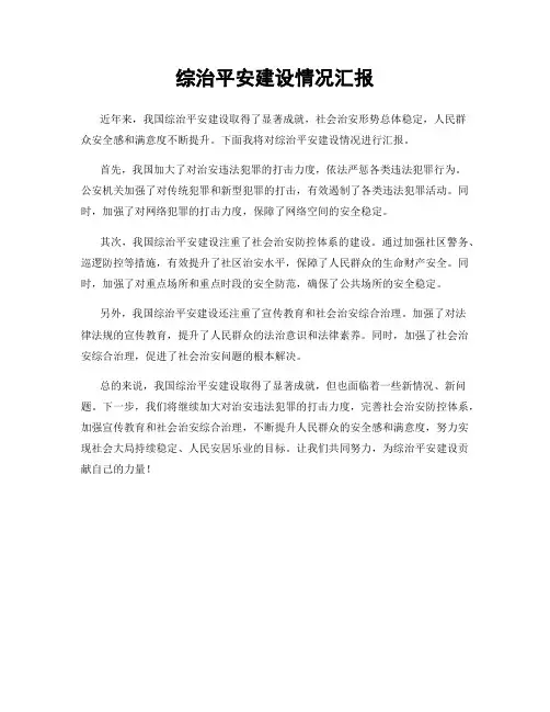 综治平安建设情况汇报