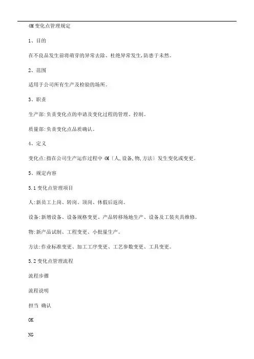 4M变化点管理规定.
