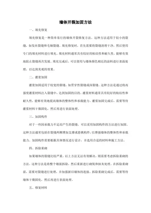 墙体开裂加固方法