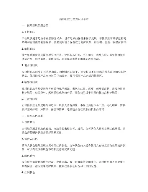 面部肌肤分类知识点总结