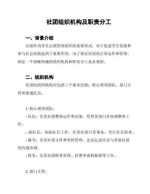 社团组织机构及职责分工