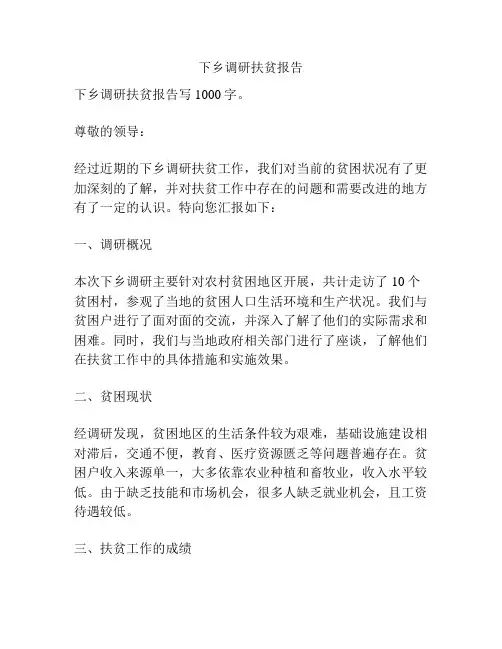 下乡调研扶贫报告