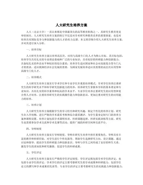 人大研究生培养方案