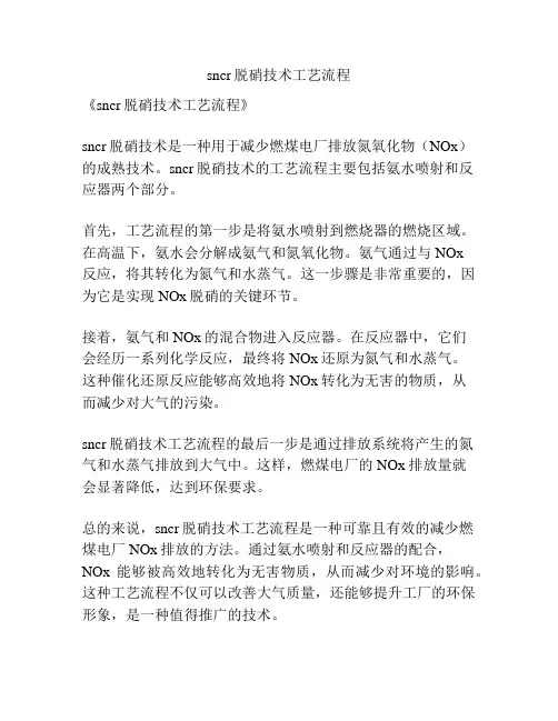 sncr脱硝技术工艺流程