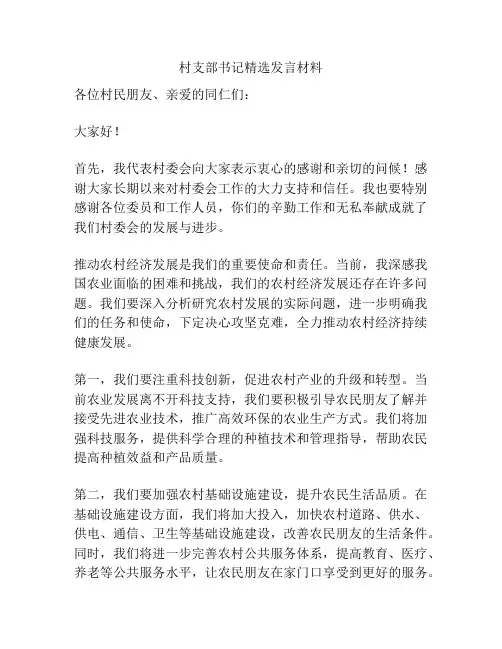 村支部书记精选发言材料