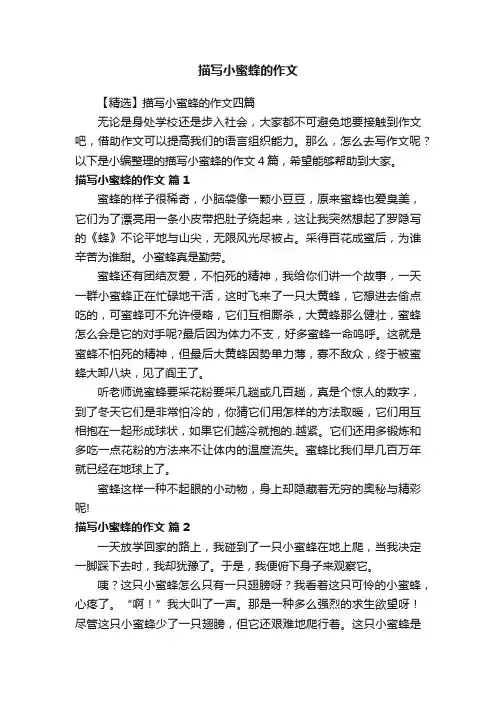 【精选】描写小蜜蜂的作文四篇