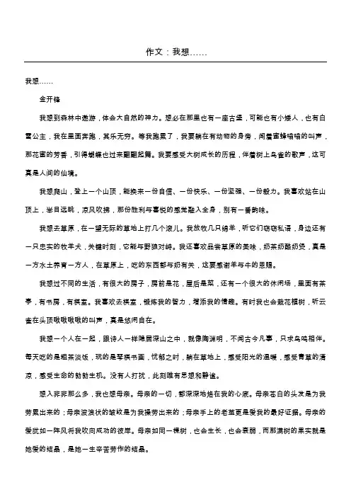作文：我想……