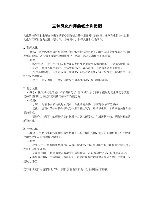 三种风化作用的概念和类型
