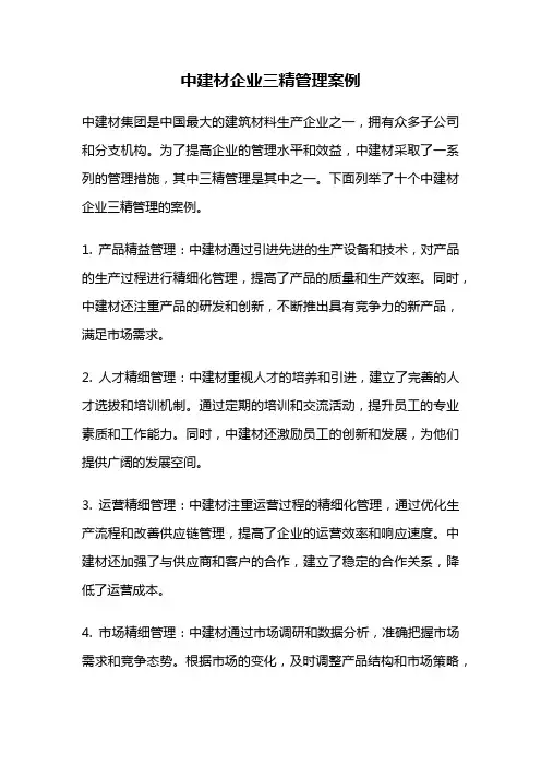 中建材企业三精管理案例
