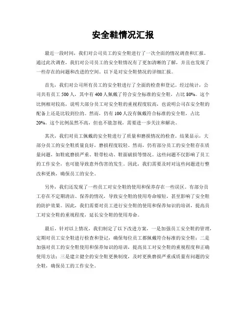 安全鞋情况汇报